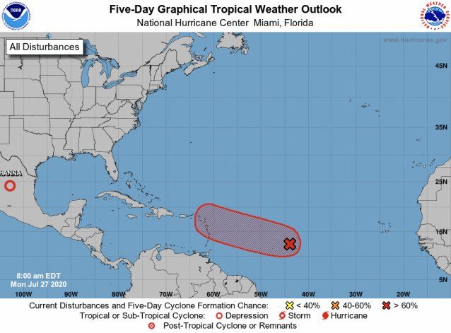 Onda tropical continúa con alta probabilidad de desarrollo ciclónico